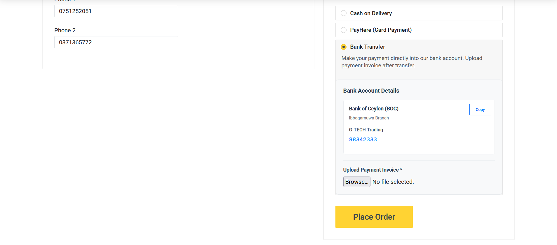 How to Place an Order Using Bank Transfer on Our Website